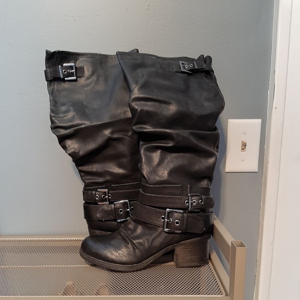 Carlos Santana Tall Black Slouch Boots